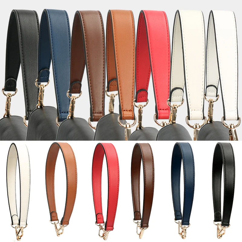 Couro genuíno Bolsa Correia Alças para Bolsas Femininas, Fivela Dourada, Cinto de Substituição, Cinto de Ombro Curto, Saco Acessórios, 100% Genuíno