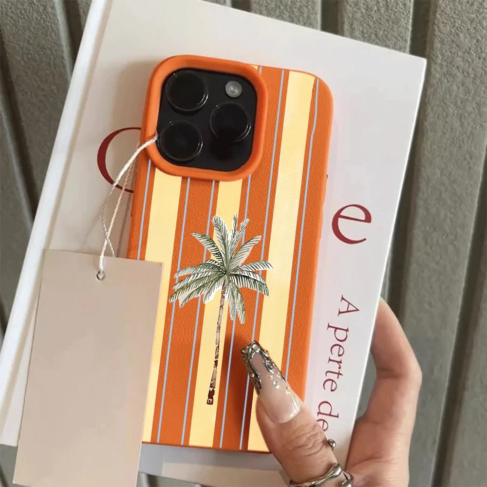 Koreanischer Stil Sommer Strand Kokospalmen Handyhülle für iPhone 17 16 15 14 13 12 11 Pro Max Plus X XR Silikon Matt Weiche Hülle – Detail 7