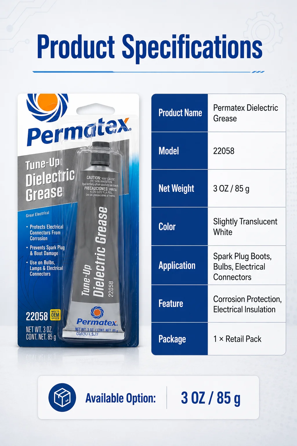 Permatex 22058 Dielektrisches Fett 3oz 85g Elektrischer Steckverbinder-Schutz Anti-Korrosionsmittel für Zündkerzenstecker Glühbirnen Auto – Detail 5
