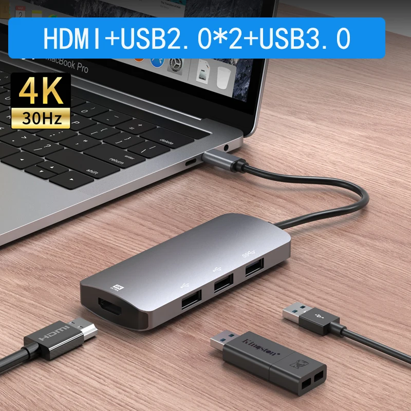 延長ケーブル Type-c コンバータ ドック ステーション 4K@30Hz Type-C TO HDMI 互換アダプタ スプリッタ アダプタ 画面共有 USB ハブ
