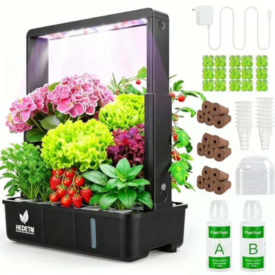 

Система для выращивания растений Hopegarden Indoor Garden Hydroponics: 15-секционный набор для проращивания семян, лампа для выращивания трав и овощей, настольная модель с лампой L.