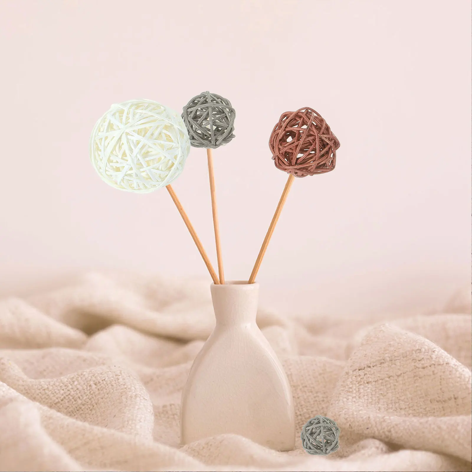 

36 Pcs Decorative Ball Woven Decoration Xmas Rattan Accessories Desk Ornament Vase Filler Balls for Decorating Halloween