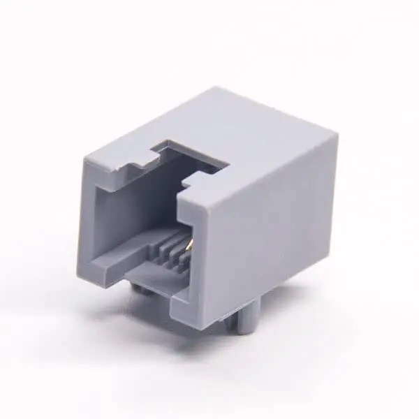 30PCS RJ11 Connector Right Angled 6P2C Unshielded Jack Gray Plastic Through Hole PCB Mount