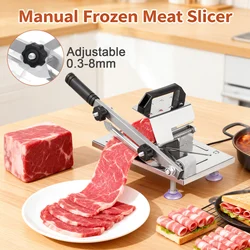 Frozen Meat Slicer Stainless Steel Meat Food Slicer with Anti Slip Suction Cups Thickness Adjustable Meat Cutting Machine