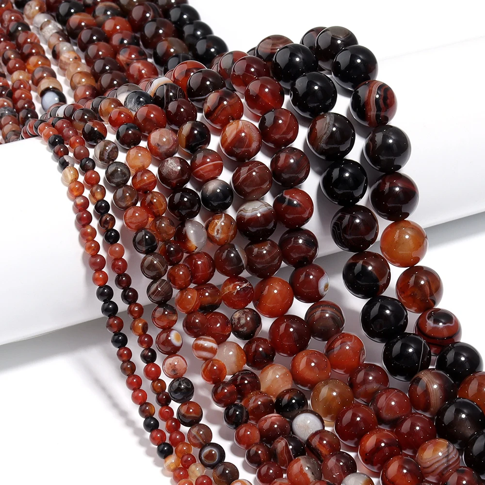 

Natural Stone 4 6 8 10 12mm Red Brown Dream Striped Agate Stone Loose Spacer Beads For Jewelry Making Diy Bracelet Necklace