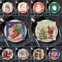 20Pcs/Bag Merry Christmas Paper Napkins Xmas Santa Claus Decoupage Serviettes for Christmas Party Tableware Home Decor Hot 2025