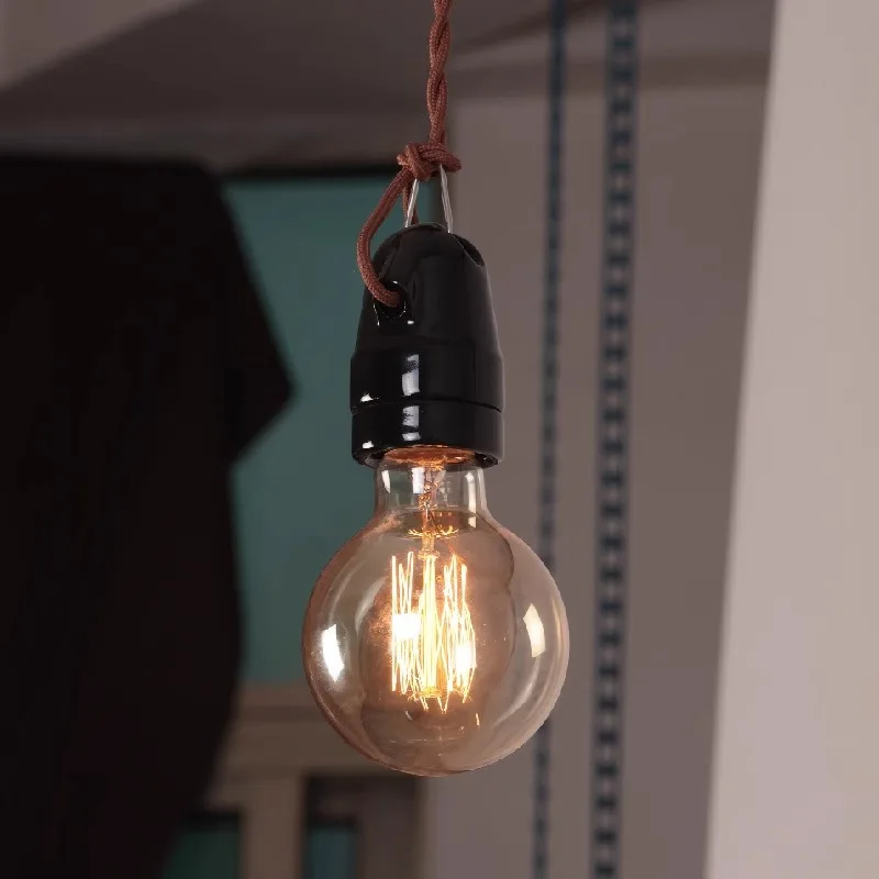 E27 E26 Portalampada in ceramica vintage con gancio Portalampada Edison impermeabile per lampadine ad alta temperatura, illuminazione fai da te da tavolo a parete