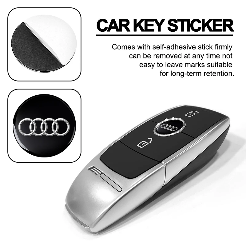 14mm For Audi Sline TT RS Quattro A6 C6 C5 C7 A5 A4 B8 B6 B7 A3 A8 A2 A1 Q3 Q5 Q7 S Car Key Remote Control Button Badge Sticker view 3