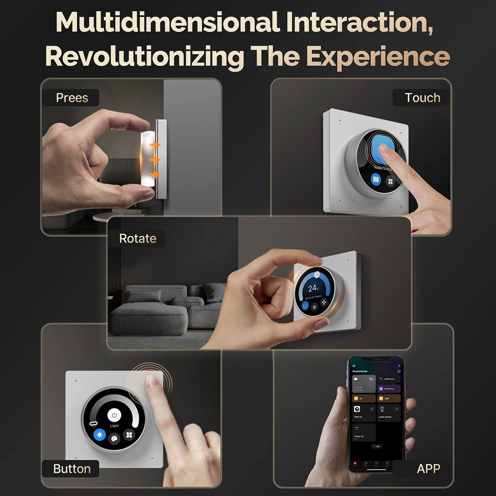 Tuya WiFi perilla inteligente pantalla de Control Central girar perilla inteligente sin costuras pantalla de Control Central 3 relés Panel de Control de 4 botones
