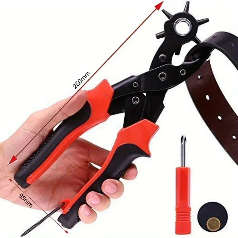 

Belt Hole Puncher Leather Duty Non-Slip Handle Rotating Belt Hole Puncher Revolving Punch Plier Kit Leather for Belts Diameter