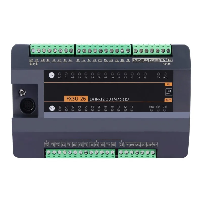 FX3U-26MT-4AD(4-20mA)-2DA(0-10V) With PLC Programmable Logic Controller  FX3U Stepper Motor Servo Controller