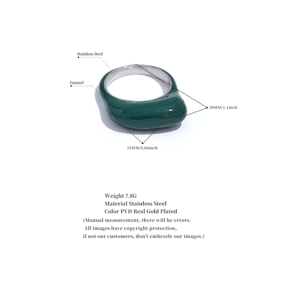 Yhpup White Green Coffee Enamel Stainless Steel Minimalistyczny pierścionek INS Chic dla kobiet Spersonalizowany prezent na palec — zdjęcie 6
