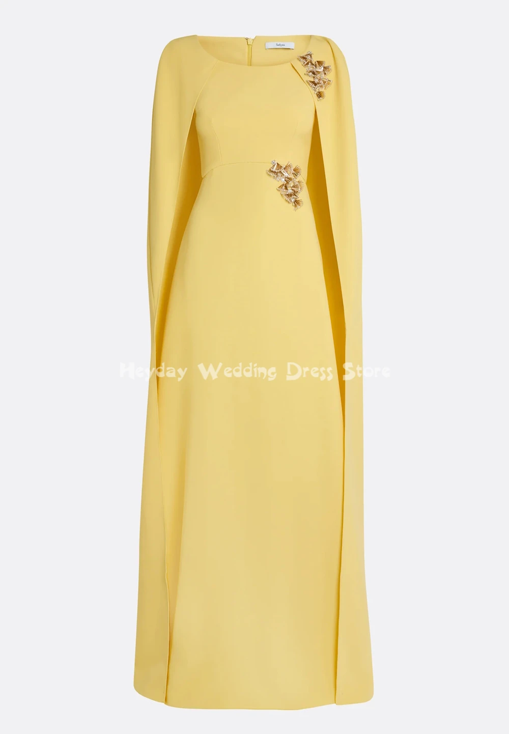 헤이데이 맞춤형 여성용 O넥 스트레이트 비즈 장식 럭셔리 이브닝 드레스 소매 없는 롱 숄 우아한 파티 드레스 2025