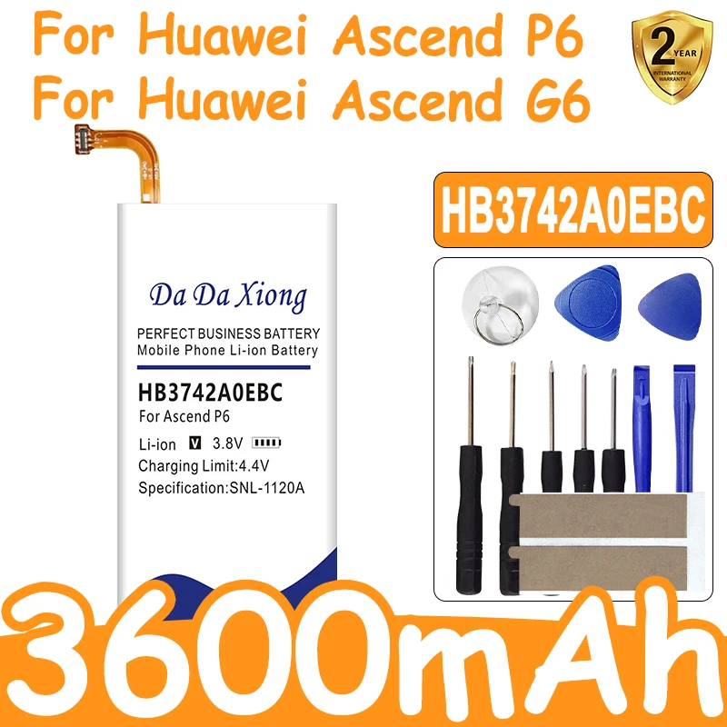 

DaDaXiong 3600 мАч HB3742A0EBC Аккумулятор для Huawei Ascend P6/Ascend G6/P6-U06/p6-c00/p6-T00 G620 G621 G620s G630