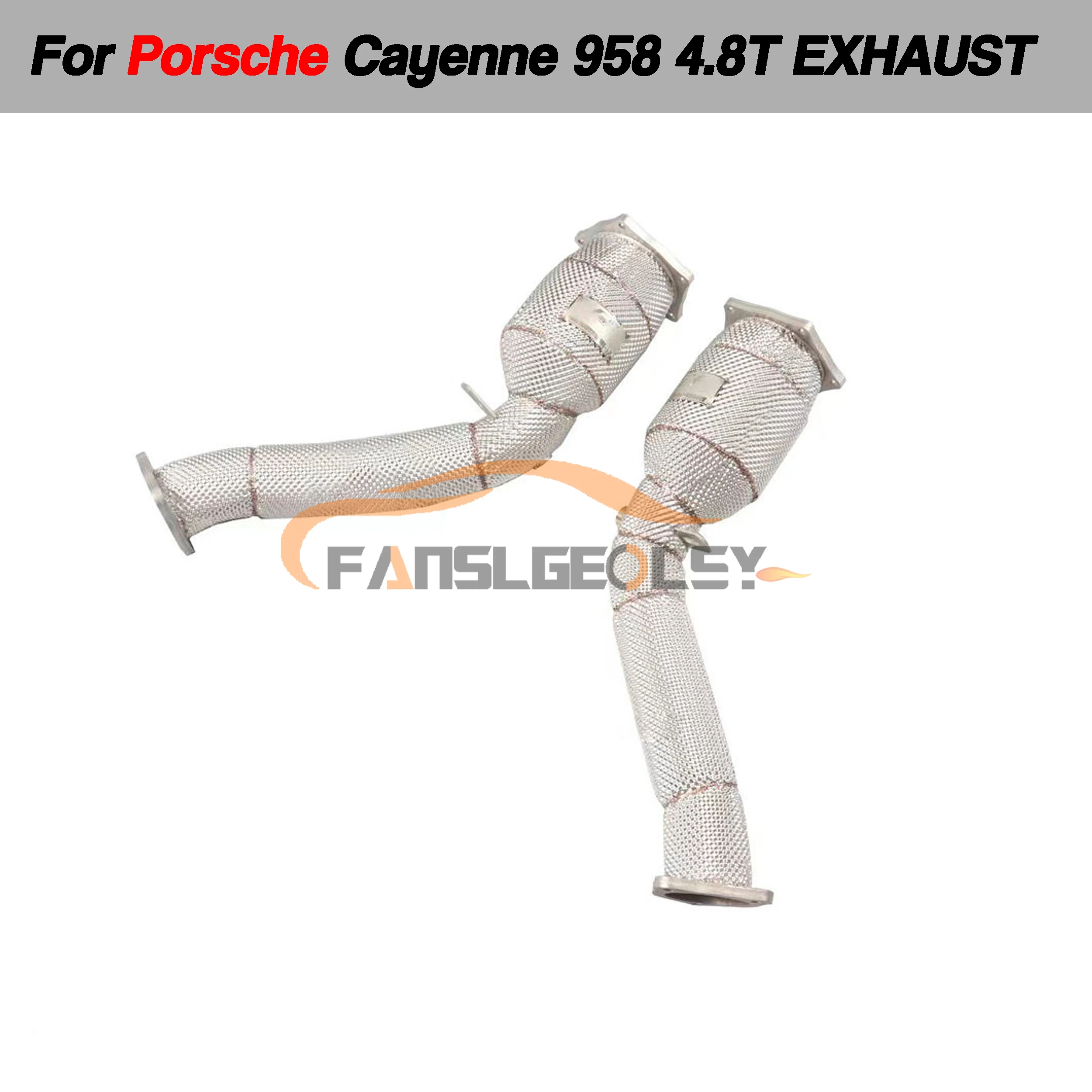 For Porsche Cayenne 958 4.8 Stainless Steel Downpipe Performance Exhaust System with Heat shield and catalytic converter Headers