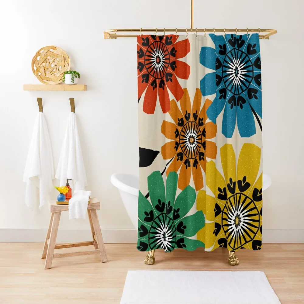 

Primary Bold Floral Shower Curtain Shower For Bathrooms Funny Shower Waterproof And Anti-Mold Curtain