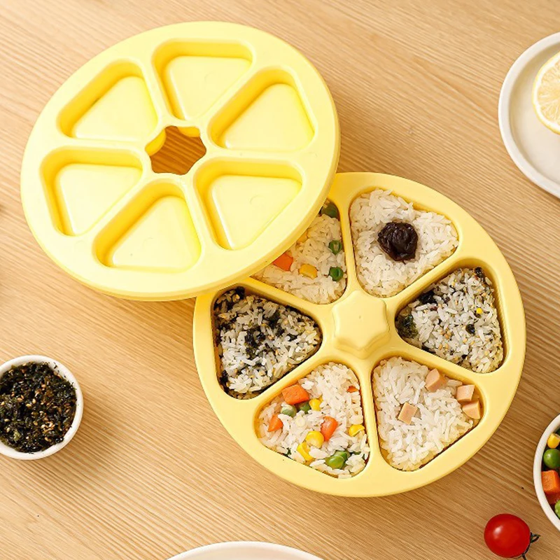 6-in-1 Cavity Triangle Sushi Mold Rice Ball Press Maker Non-stick Sushi Maker Kitchen Tools Bento Box Meal Supplies For Seaweed