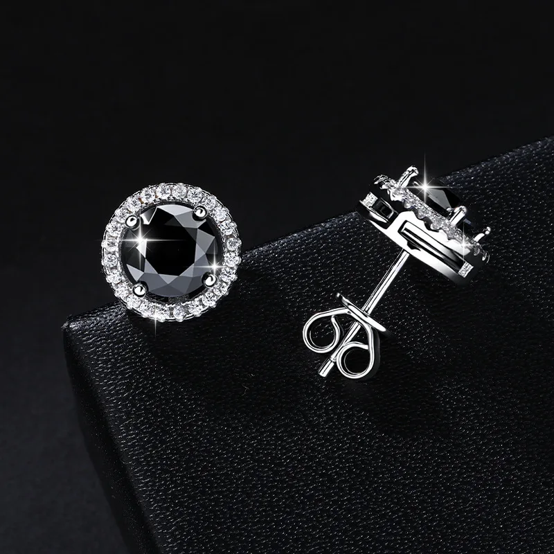

Серьги-гвоздики с черным муассанитом 1 карат для женщин, серебро S925 с покрытием 18 карат, изысканные свадебные украшения для невесты