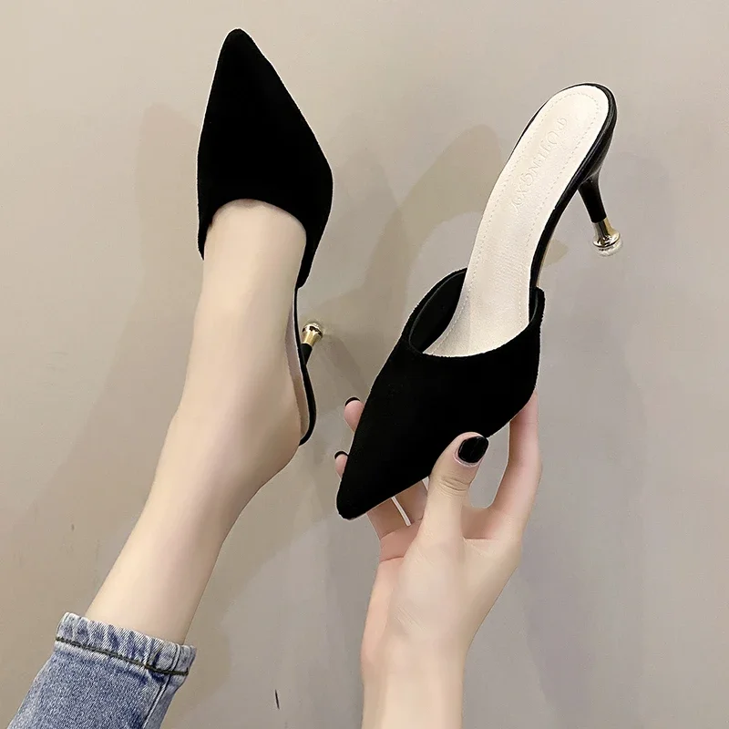 New Women's Slippers High Heel Closed Pointed Toe Shoes Sexy Ladies Heeled Sandals for Women