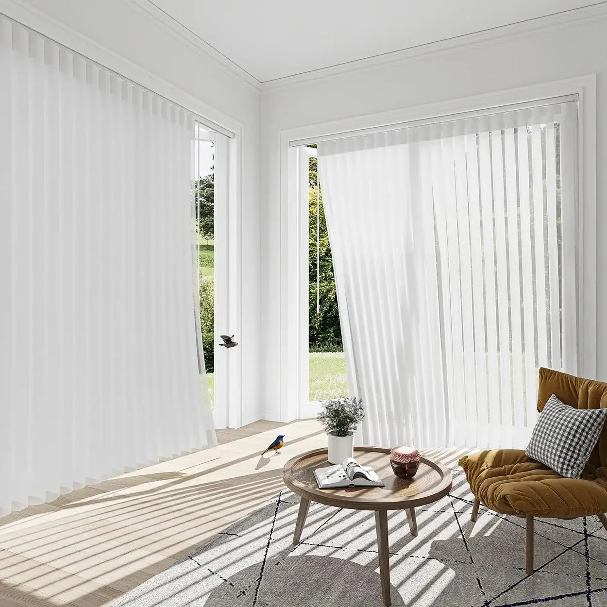 Popualr Design High Quality Used By Silding Door Motorized Vertical  Dream Sheer Blinds For Living Room