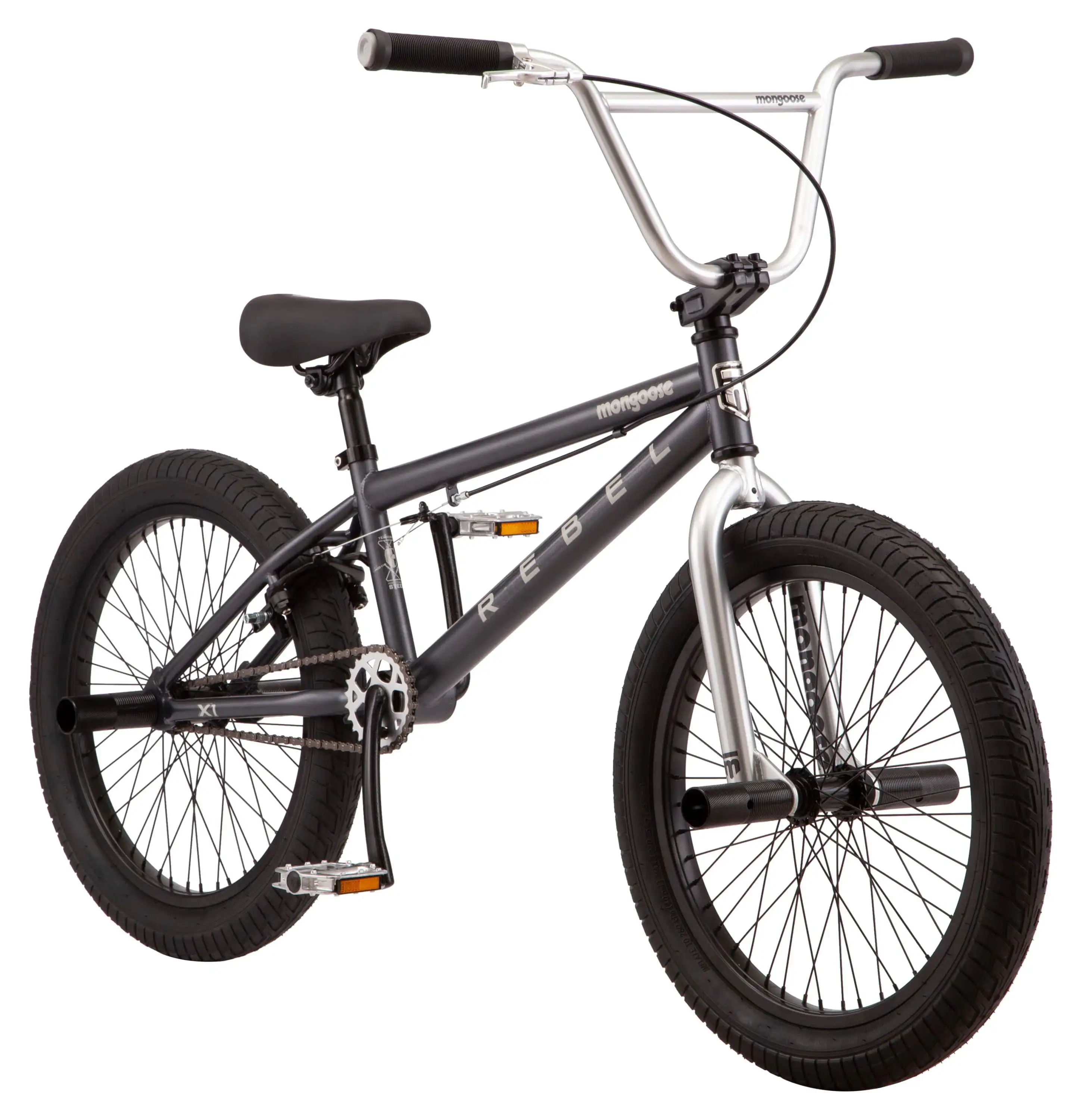 Rebel X1 BMX Bike 20in. Wheels Boys/Girls Gray Steel BMX Frame with Integrated Head Tube Bearing Provides Durability