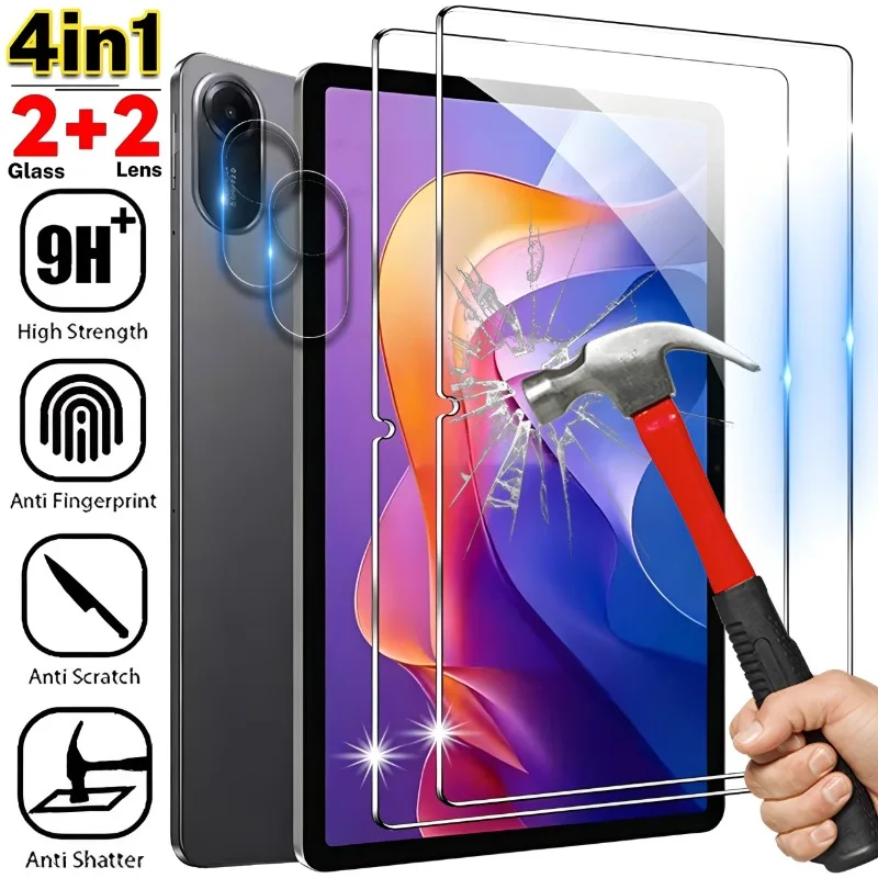 4-in-1 Screen+Lens Tempered Glass for Redmi Pad 2 Screen Camera Protector Anti-fall/Anti-scratch Glass 11 Inch for Redmi Pad2