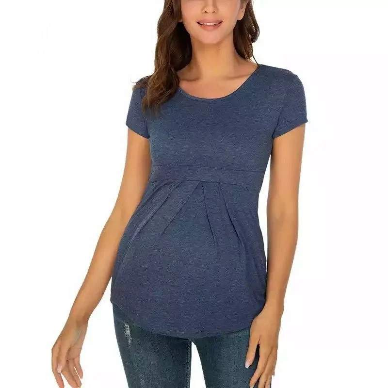 

Women Blouse Maternity Casual Soft Nursing Tops T-shirt Summer Short Sleeve Pregnant Clothes Nursing Breastfeeding