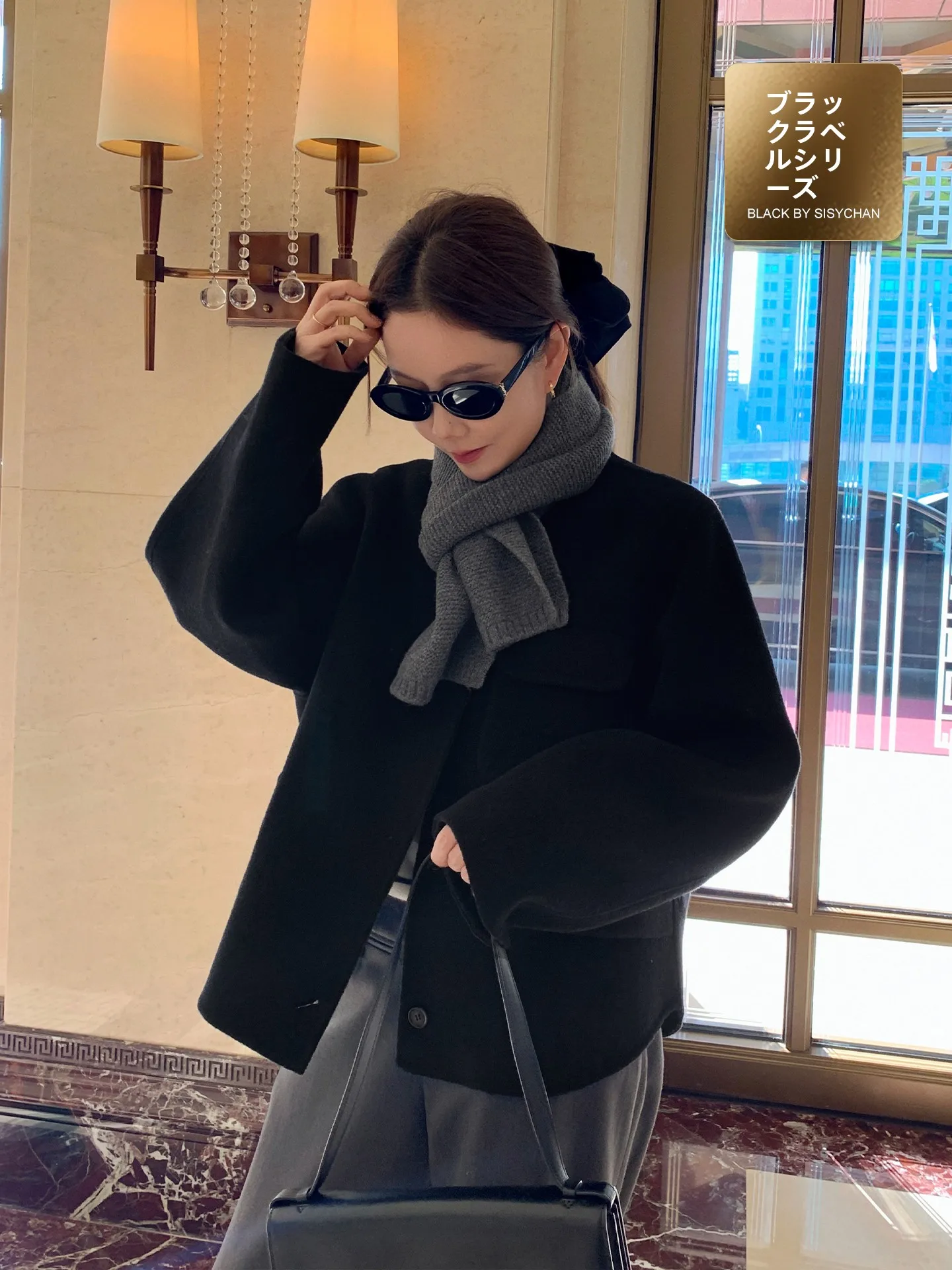 

Liberlin Sisy Bla Label ort Woolen Coat Women's Autumn Winter round Ne Coat Tailored ape Korean Sle Long Sve