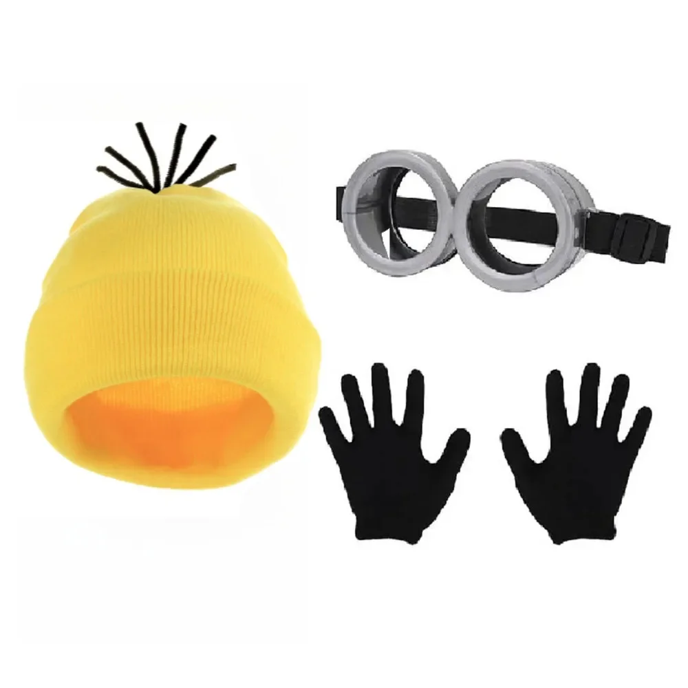 4 個リトルイエローマンコスプレ衣装アクセサリー成人男性女性ゴーグル装飾メガネビーニー帽子女性ハロウィンパーティー