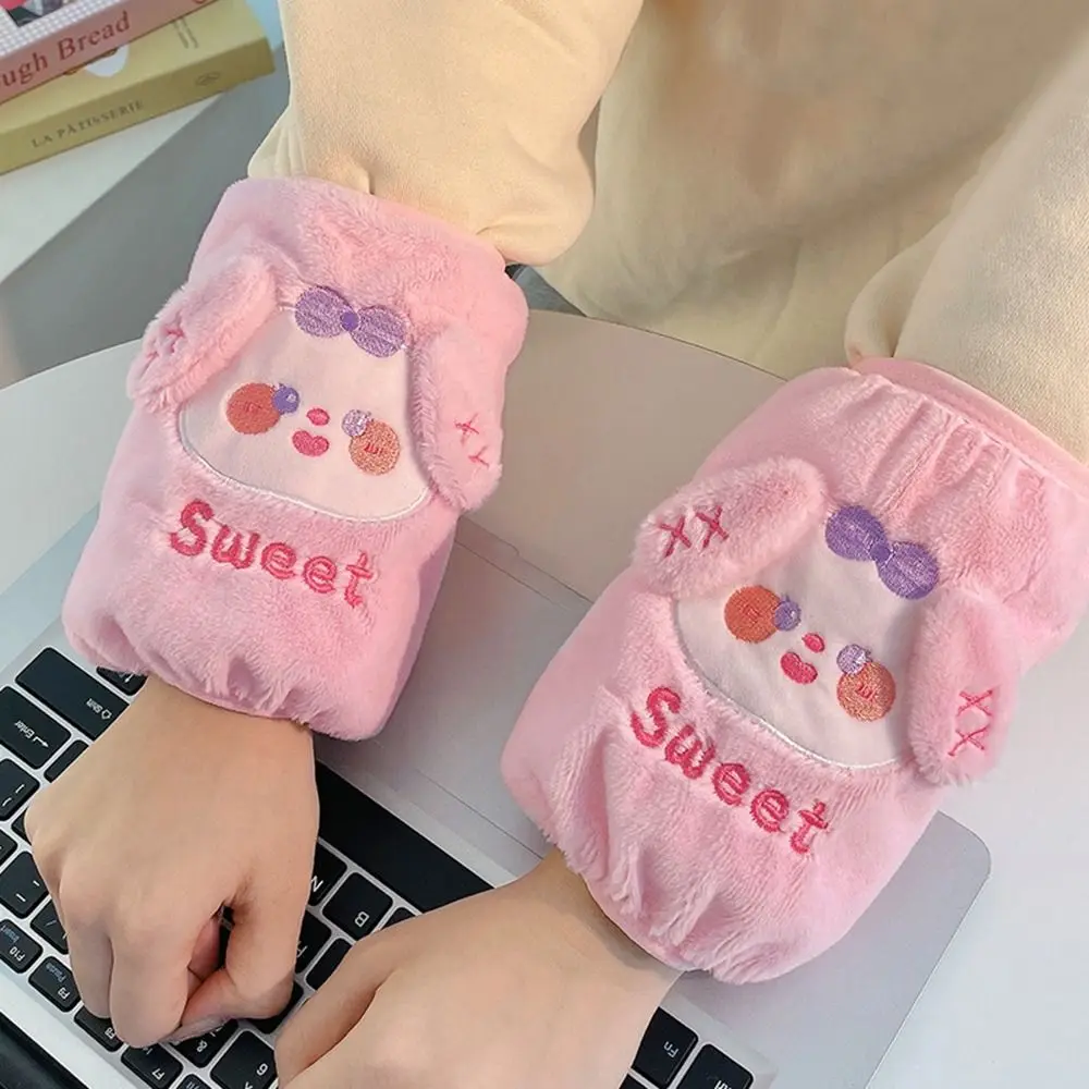 New Plush Down Jacket Sleeves Anti-pollution Cartoon Pattern Cuff Protective Cover Cute Bunny Cleaning Sleeves