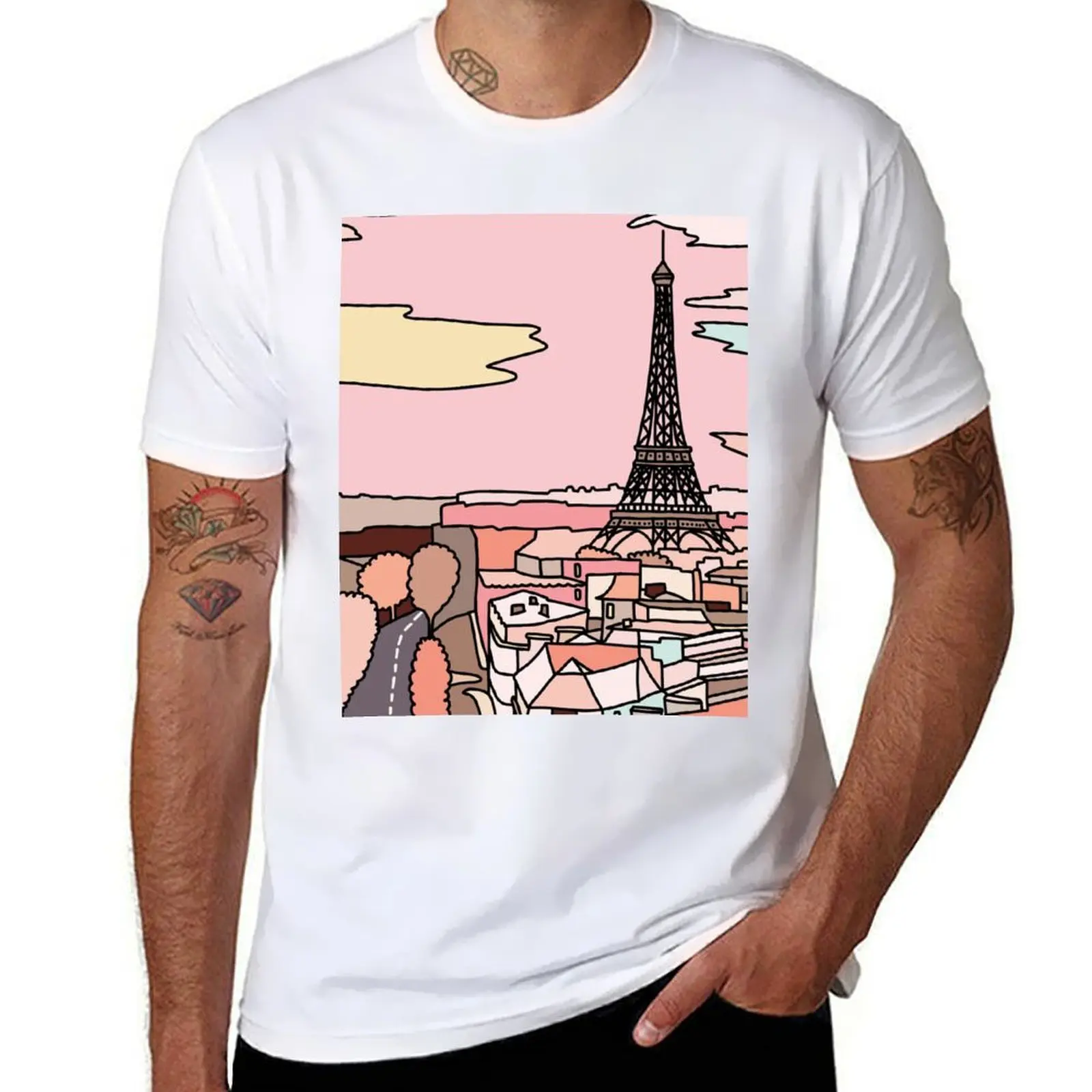 

Paris sunset by Sasa Elebea T-Shirt t shirts designer man t shirt cotton high quality T-Shirt