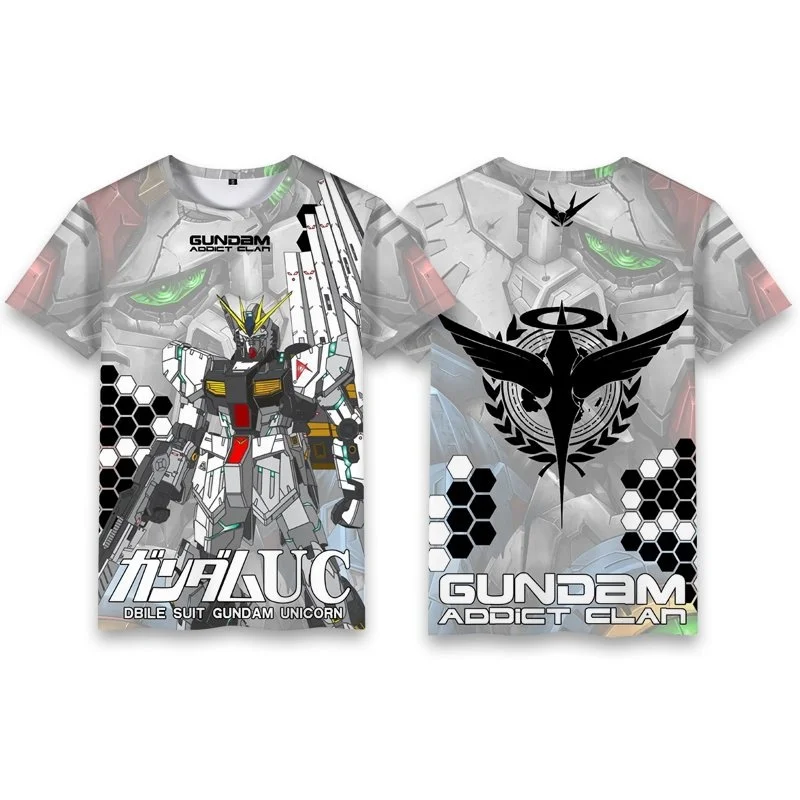 Ropa Gundam Unicorn Co, camiseta de manga corta cómoda y transpirable de secado rápido con diseño de anime, para padres e hijos