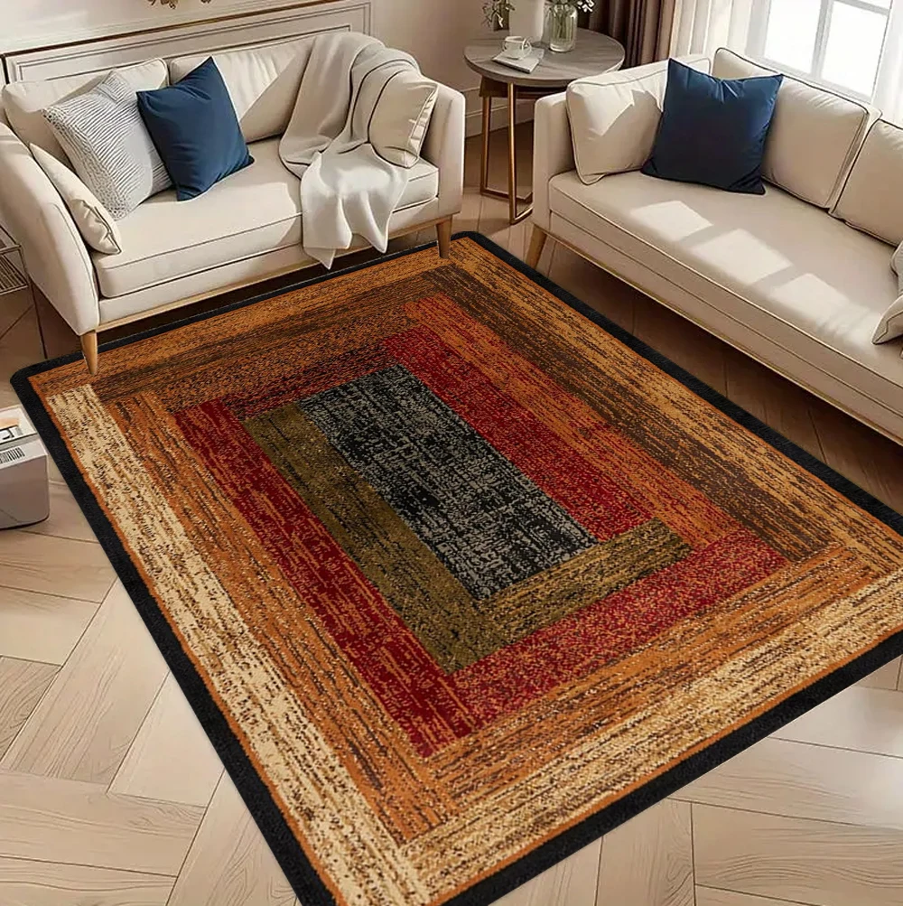 Nesting-Teppichmatte mit quadratischem Muster, klassische und elegante Heimdekoration mit schwarz-grauem Ton für Wohnzimmer und Schlafzimmer