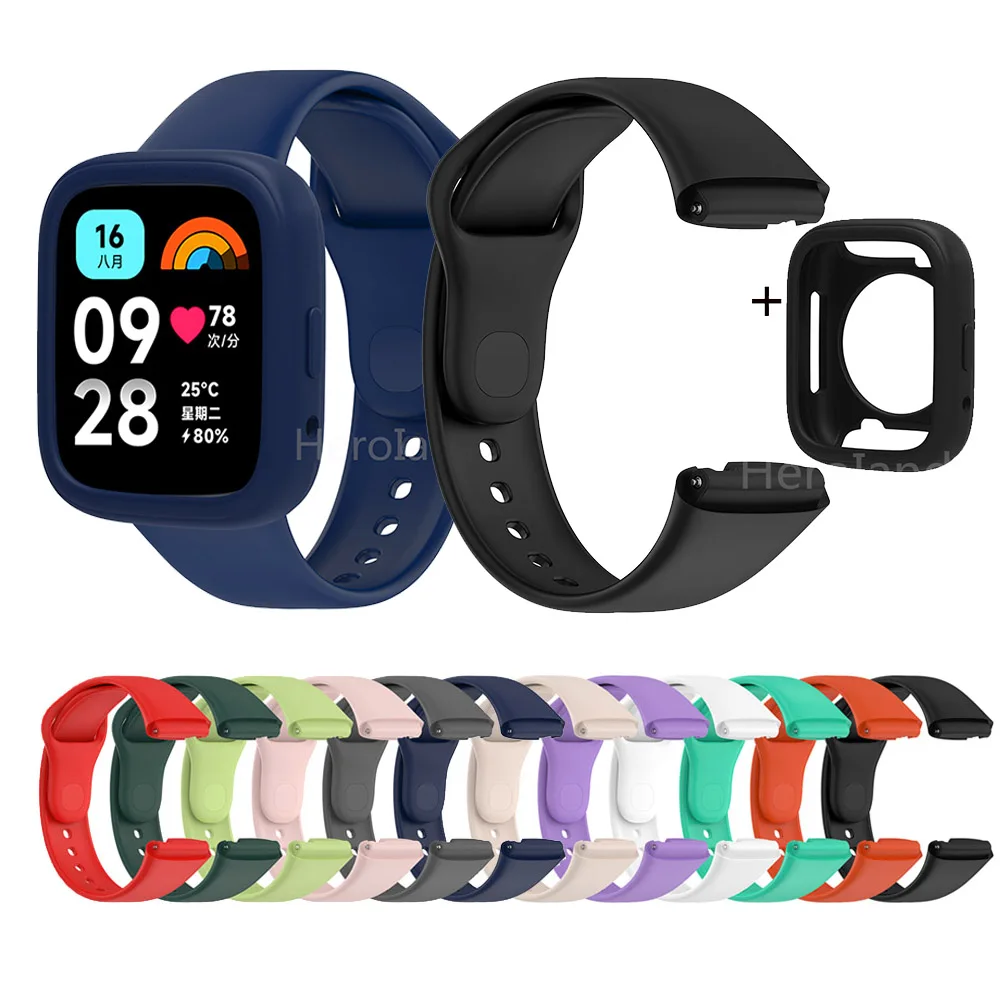 Silicone WatchBand For Redmi Watch 3 Active SmartWatch Strap Wristbands Bracelet For Redmi Watch 3 Lite Strap WristBand +case