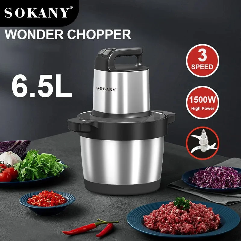 Meat Grinder Kitchen Chopper 3 Gear Electric Meat Grinders Stainless Steel Vegetable Food Processor Blender Mixer Garlic Crusher