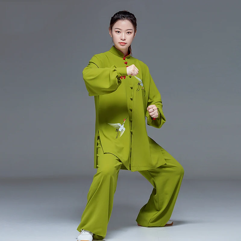 2024 Women's Flowy Tai Chi Suit, Embroidered Performance & Competition Uniform for Spring/Autumn Training