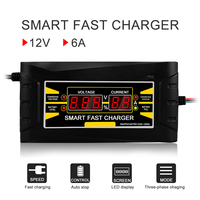 Portable Intelligent 12V 6A Car Battery Charger AGM GEL Lead Acid Battery Charging 12 Volt Fully Automatic For 75AH 90AH 100AH