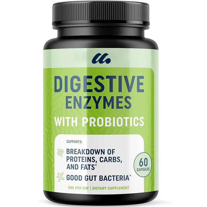 

Digestive enzymes containing probiotics, digestive health and bloating relief, non GMO vegetarian -60 capsules