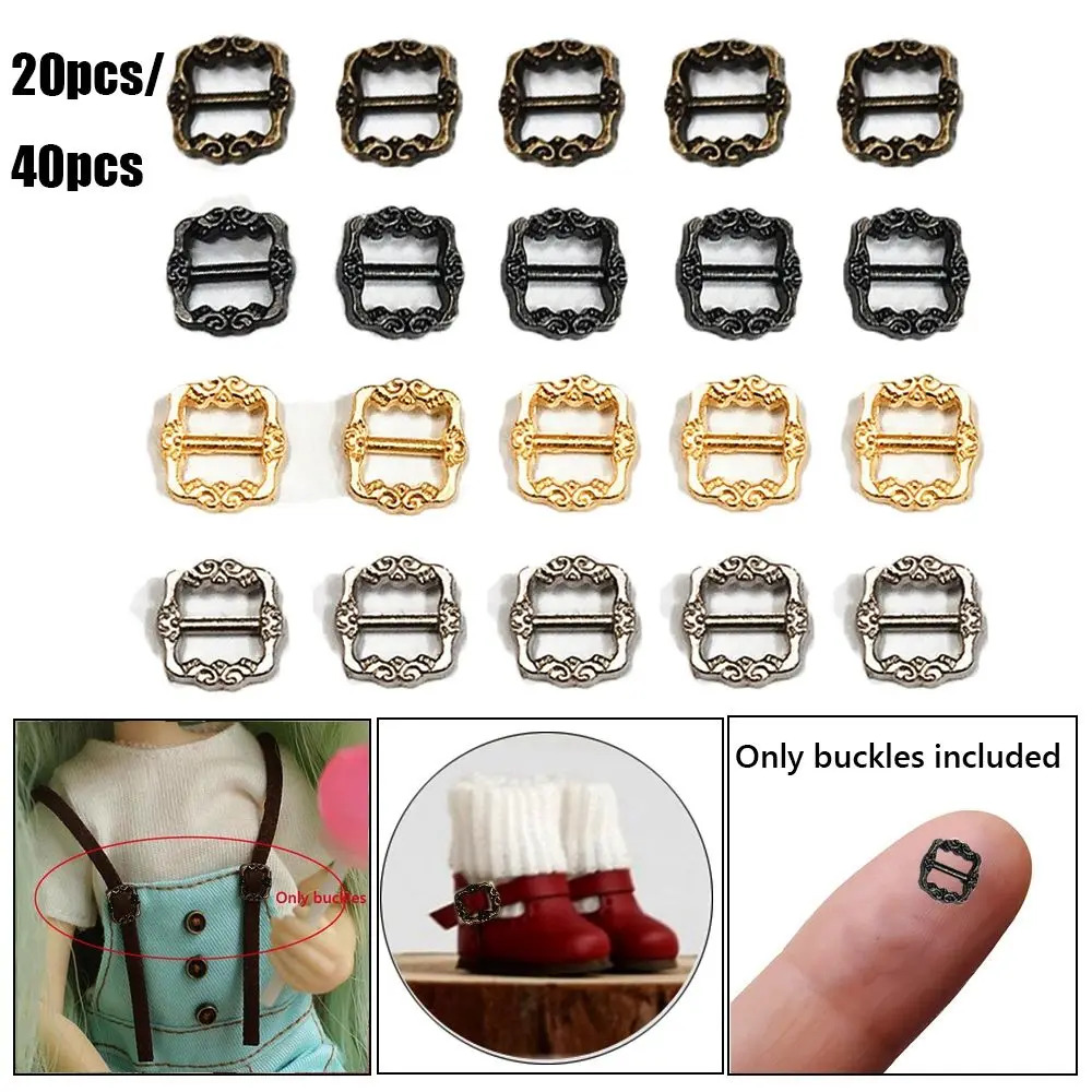 20/40 buah 6*6MM 4 warna Mini ultra-kecil pola sabuk tombol tri-glide gesper Diy boneka gesper tas boneka aksesoris