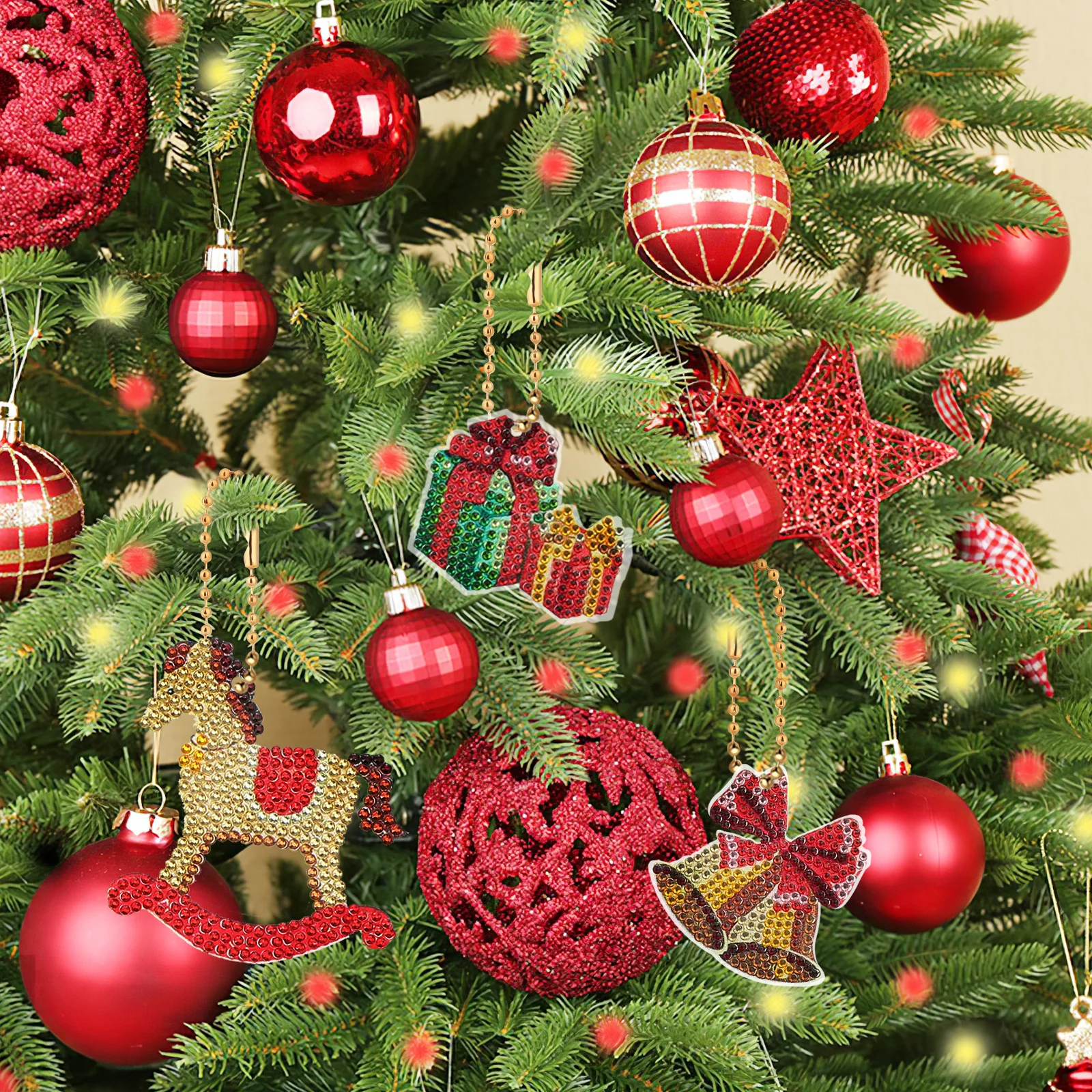 

1Set Diamond Dotting Kit Christmas Ornaments Unique Handmade Presents Festive Decorations Easy to Learn and Create