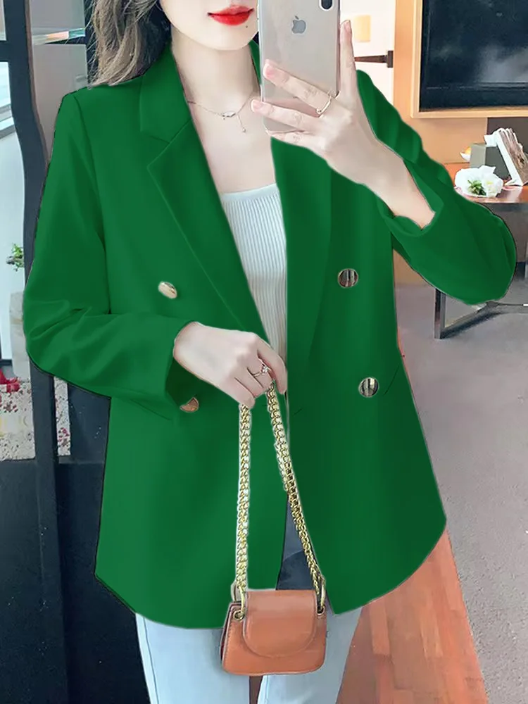 

Женский блейзер, новинка весенне-осеннего сезона, с длинными рукавами, двубортный, офисный, деловой, для работы, формальный пиджак, верхняя одежда для женщин