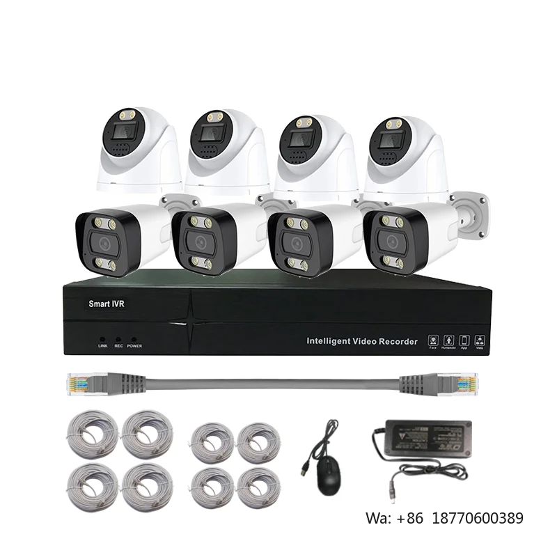 High Capacity 4K Security System, PoE Bullet/Dome Cameras NVR Kit, 8MP 4/8/16CH, Two-Way Audio, OEM, 24/7 Video Recording