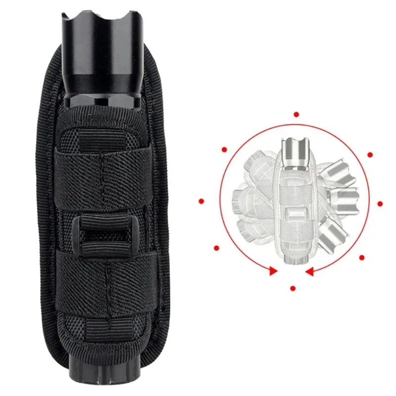 Torcia tattica Custodia per cintura Borsa per torcia Durevole Accessorio per illuminazione da caccia Kit di sopravvivenza Custodia per torcia rotante con fondina da 360 gradi
