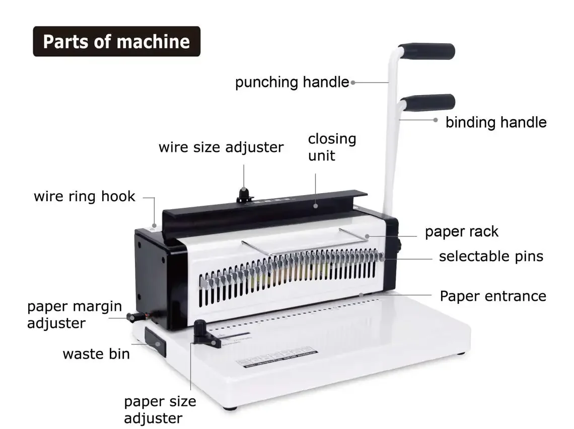 SG-T9520 Double Wire Manual Paper Binding Machine Desktop Wire Book Binding Machine for Professional Office School Use