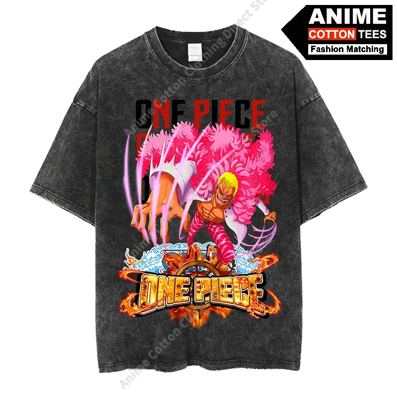 

Аниме ONE PIECE - Thread Fruit · Donquixote Doflamingo Футболка с принтом y2k Хип-хоп Уличные мужские и женские хлопковые свободные футболки с короткими рукавами