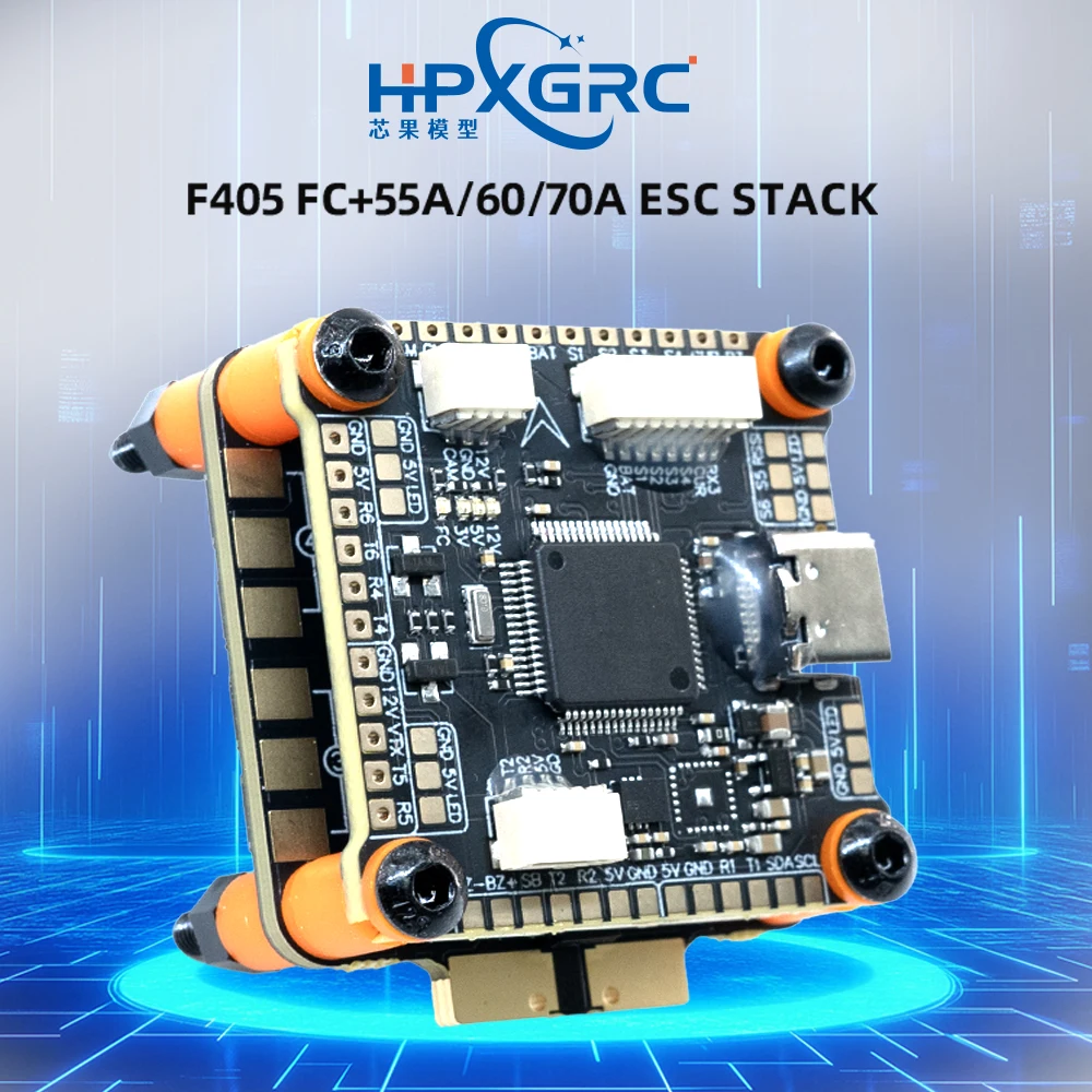 

Контроллер полета HPXGRC F405 ICM42688P с бесщеточным ESC 4в1 55A/60A/70A 30,5x30,5 мм для гоночного дрона FPV Freestyle