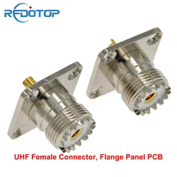 5PCS/lot Flange Panel Mount 4Holes SL16 SO239 PL-259 UHF Female Jack Connector Solder PCB UHF PL259-K PCB Connector High Quality