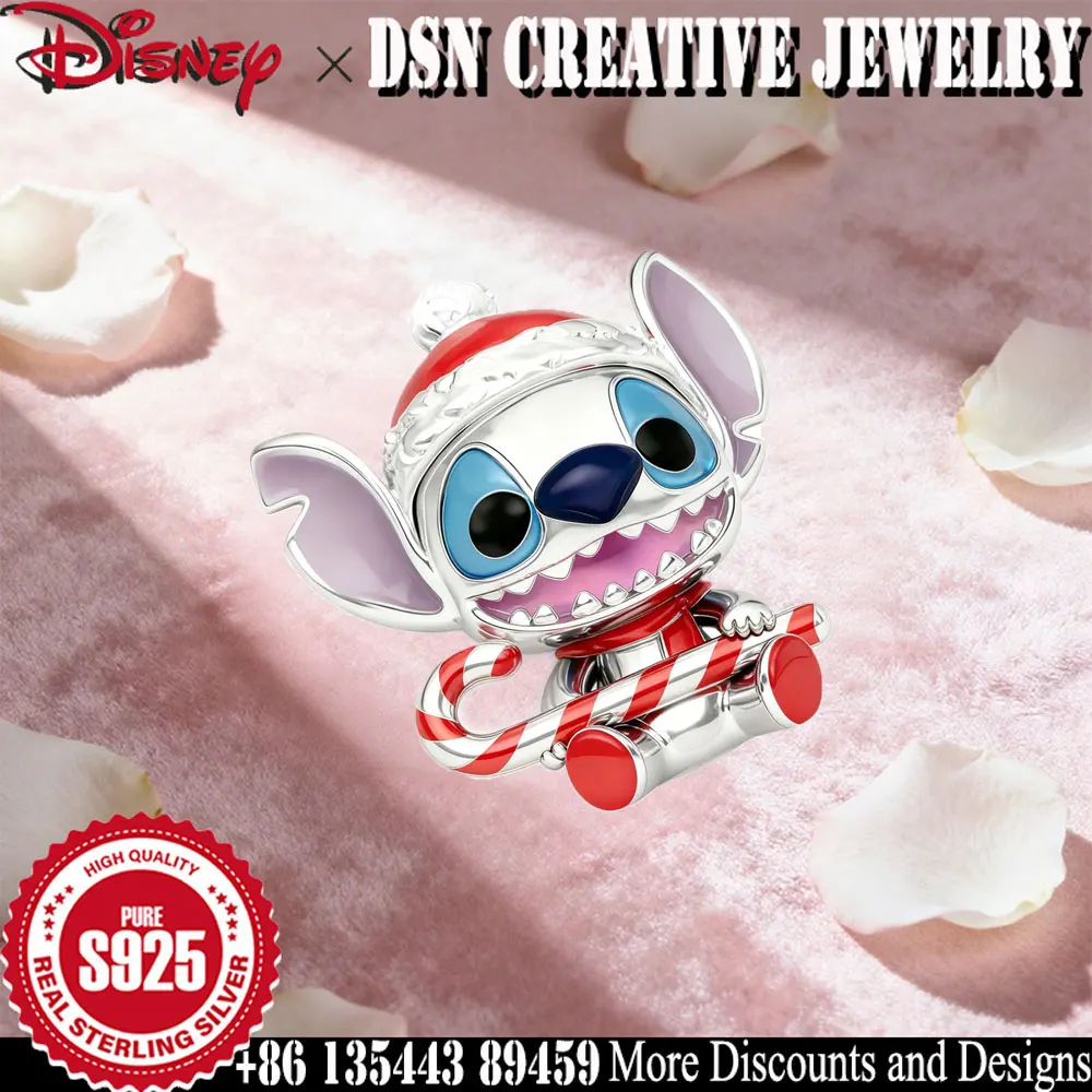 DSN 925 الفضة سحر ديزني غرزة عيد الميلاد الخرز ل ثعبان سلسلة سوار الكرتون لطيف سحر المرأة مجوهرات هدية عيد الميلاد