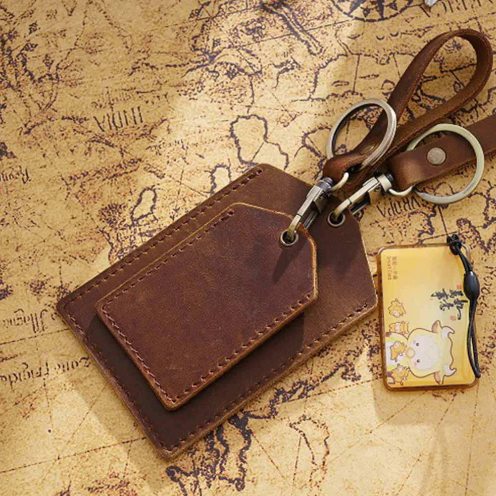 

Students Cover Sleeve Key Chain Key Ring Bus Bank Coins Holder Bag (Small Cover Crazy Horse Yellow Brown)