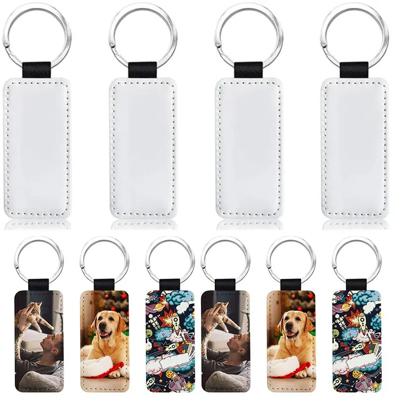 

10Pcs Sublimation Keychain DIY Blank Rectangle MDF Personalized customization Keychain Heat Transfer Keychain Kit Jewelry Making